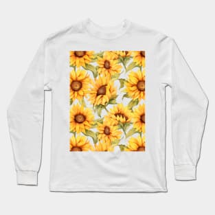 Sunflowers watercolor pattern #4 Long Sleeve T-Shirt
